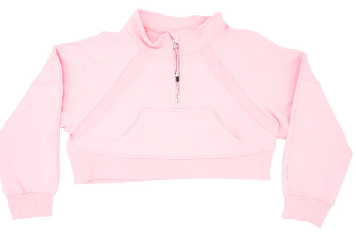 Pink Oversized Cropped Sweatshirt