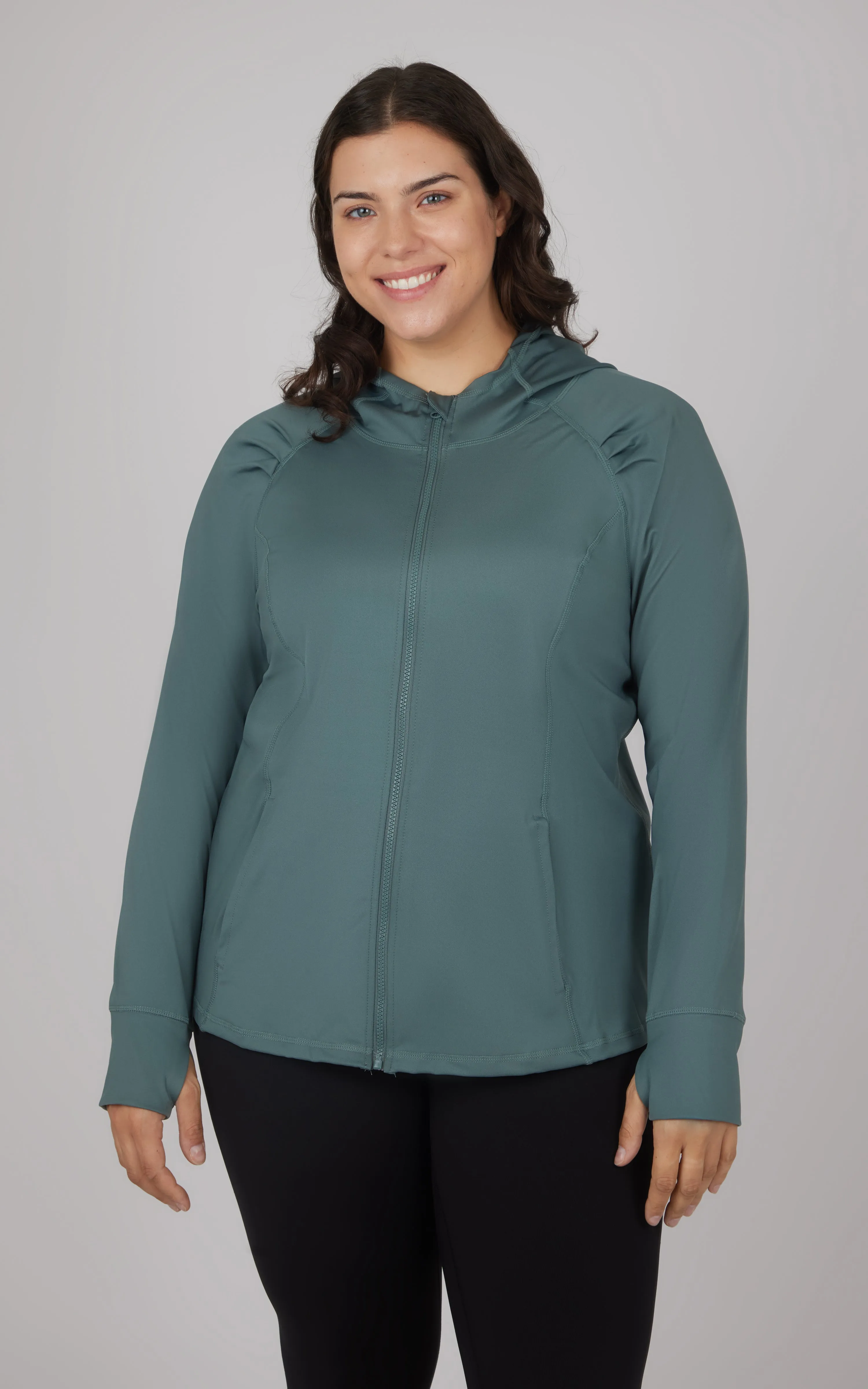 Plus Slim Fitted Full Zip Hooded Jacket