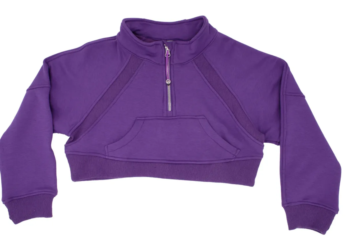 Purple Oversized Cropped Sweatshirt