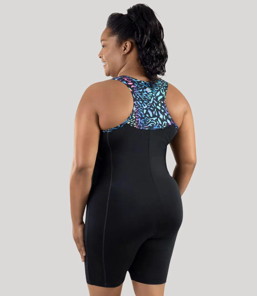 QuikEnergy Racerback Zip Front Aquatard Coral Reef Black