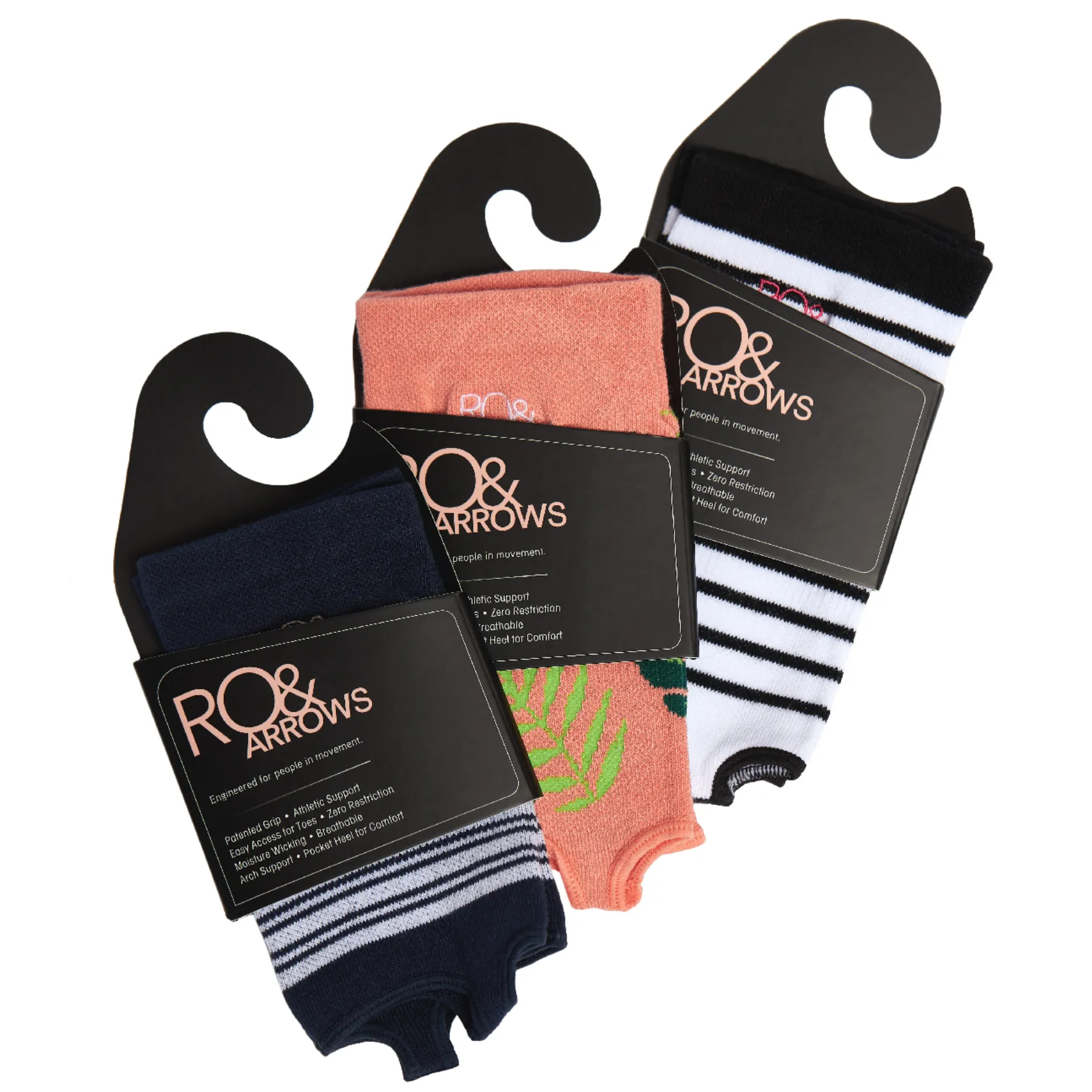 Rhiannon Low Show Open toe Print Grip Socks (Barre / Pilates)