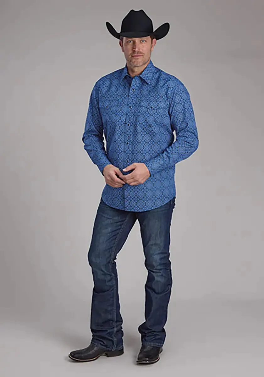 Roper Deep Cobalt Saphire Ornamental (Blue) - Men's Western Shirt