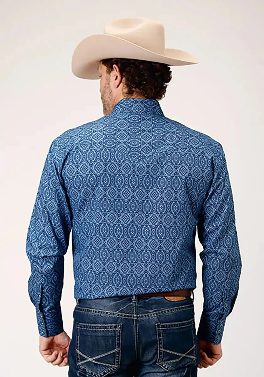 Roper Forest Medalian Paisley (Blue) - Men's Western Shirt