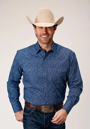 Roper Forest Medalian Paisley (Blue) - Men's Western Shirt