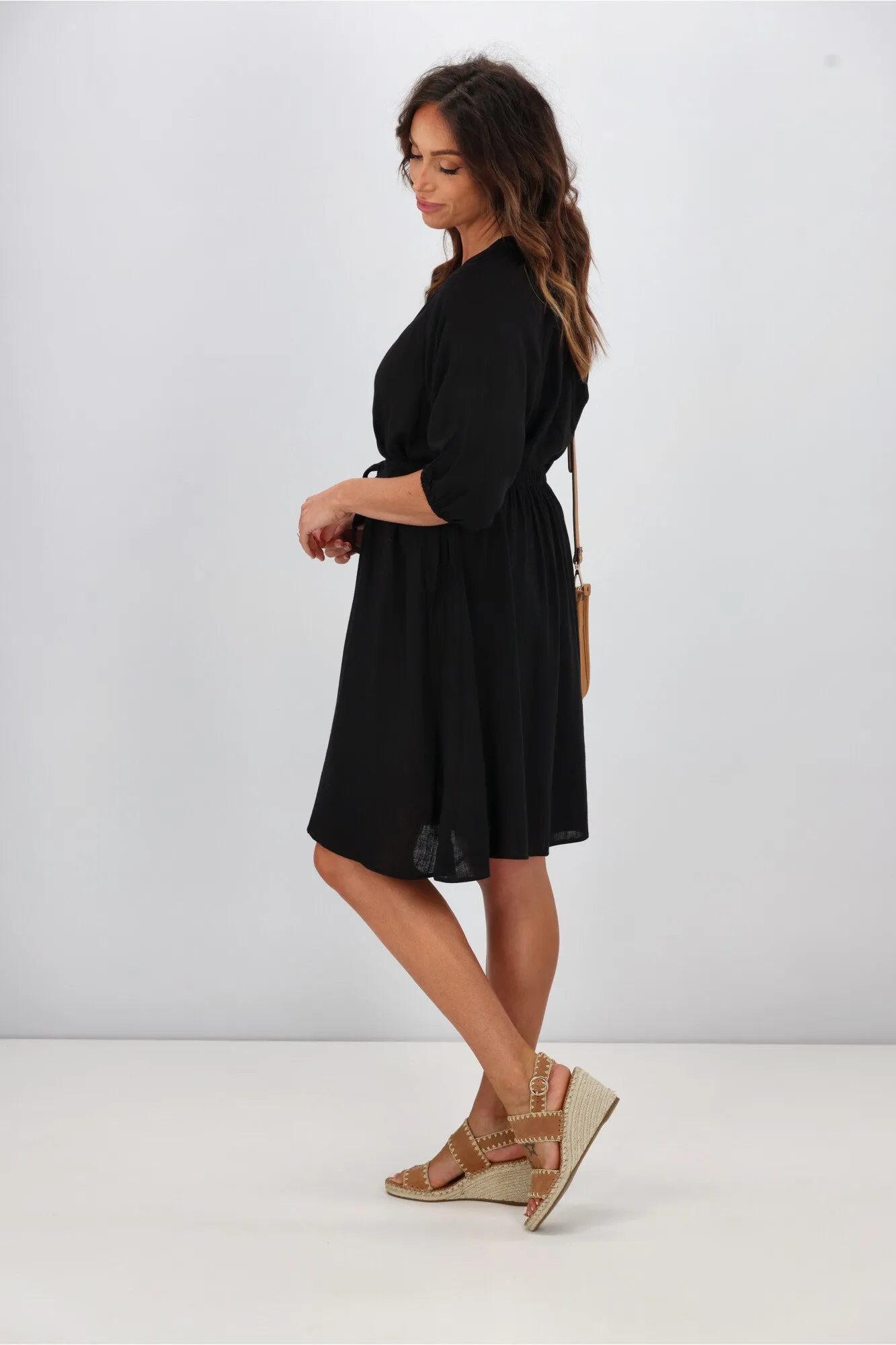 Shine On Label Rhaenera V Neck Dress Black