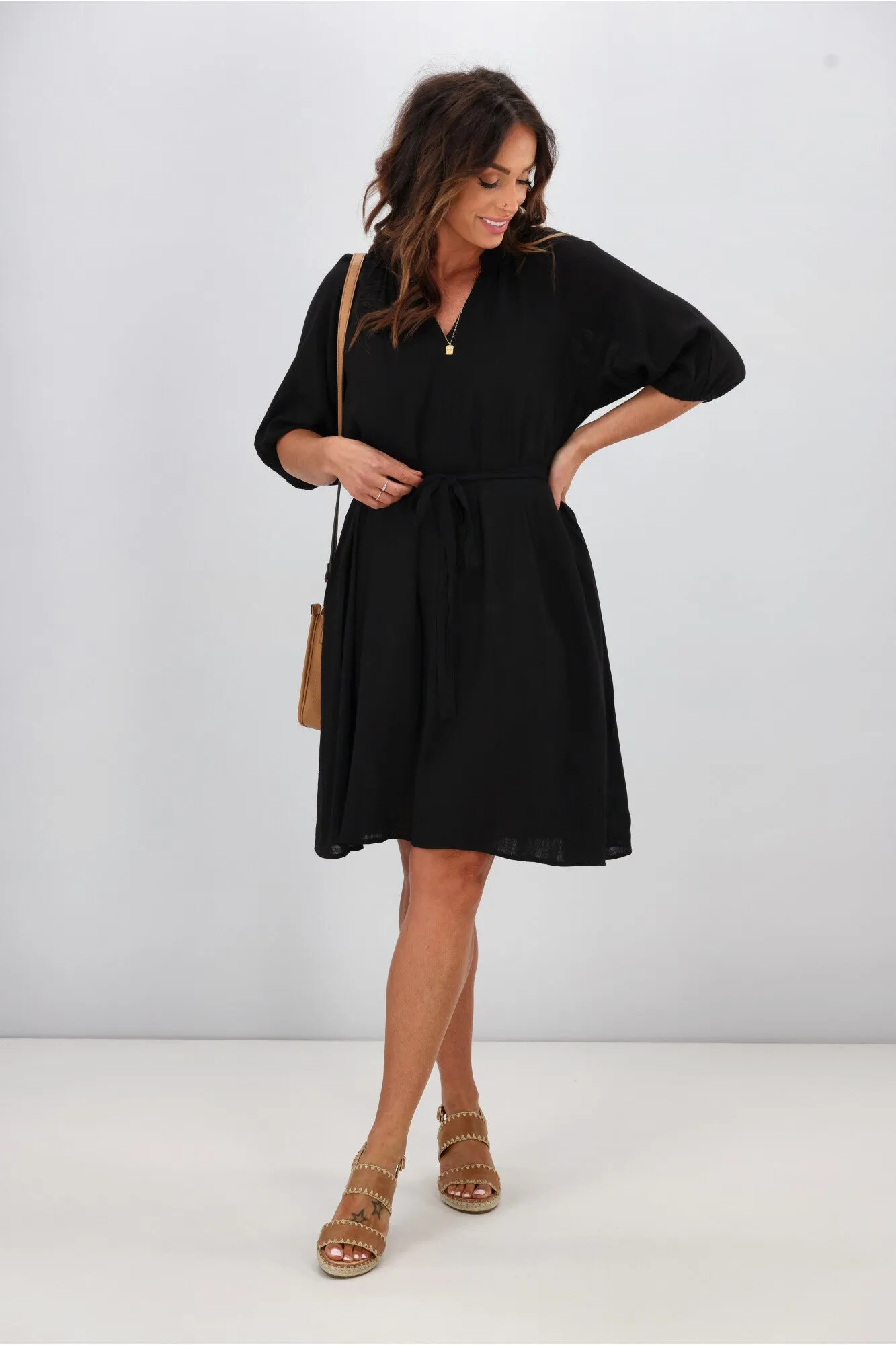Shine On Label Rhaenera V Neck Dress Black