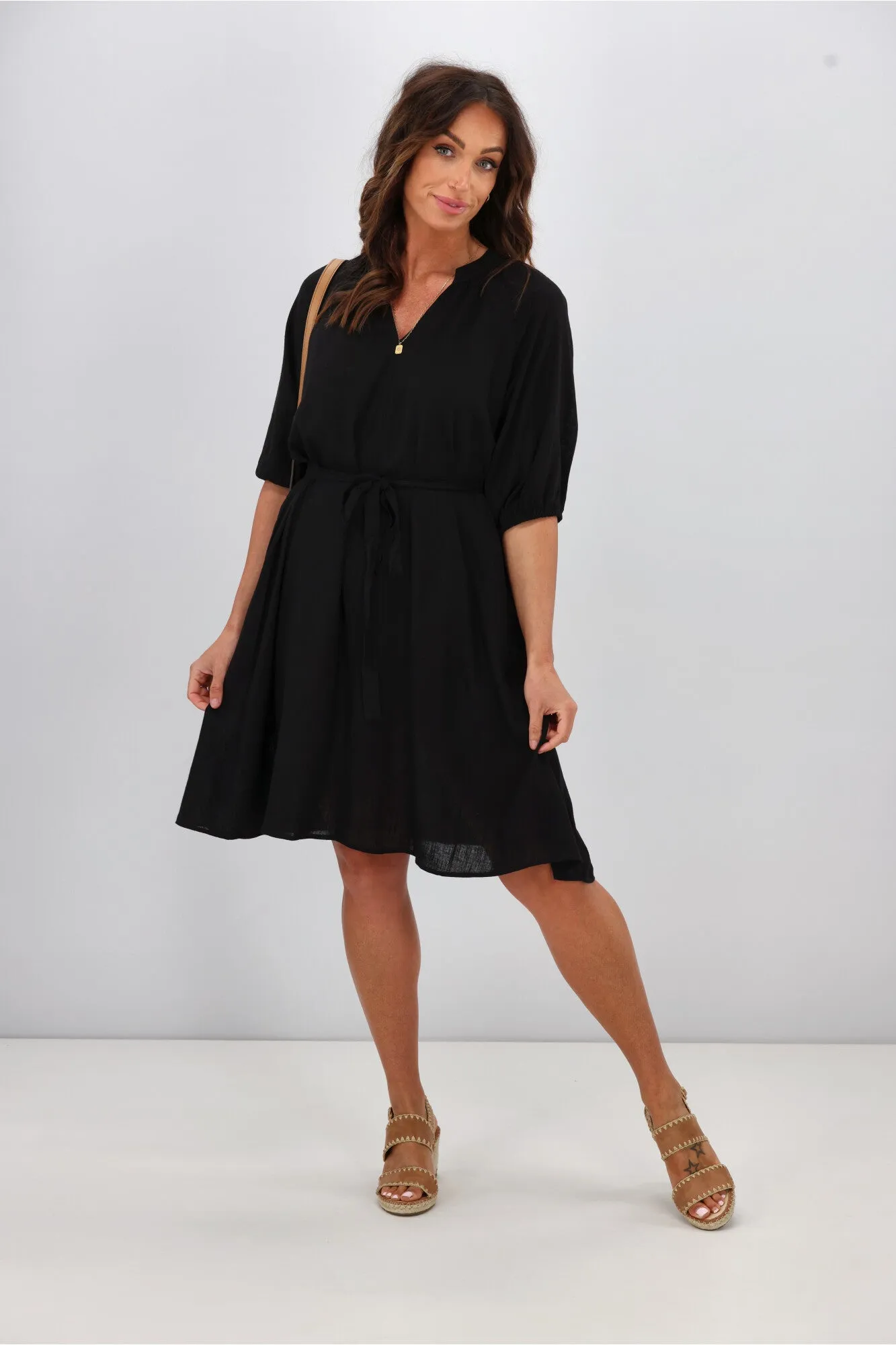 Shine On Label Rhaenera V Neck Dress Black