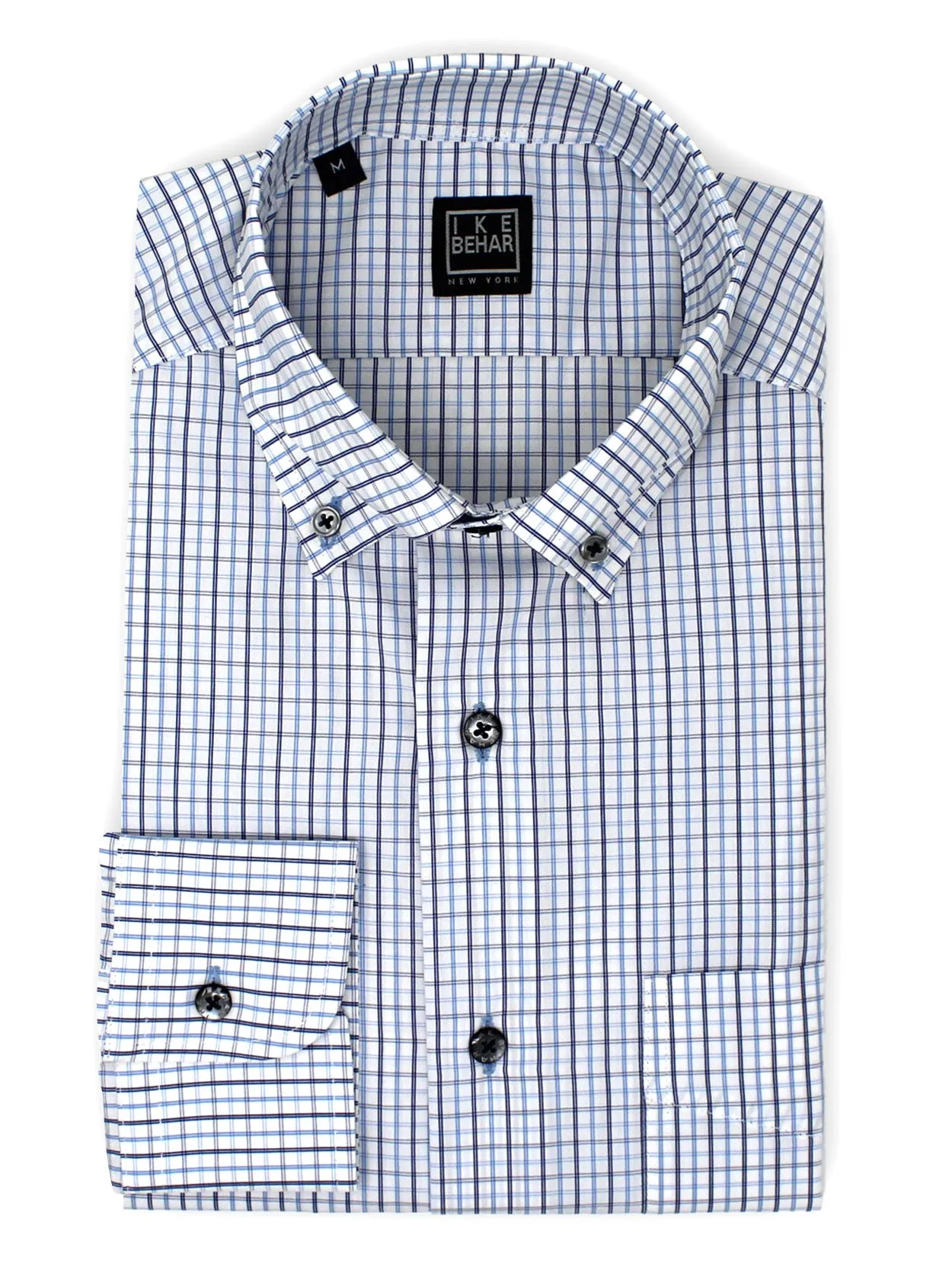 Sky & Navy Graph Check Sport Shirt