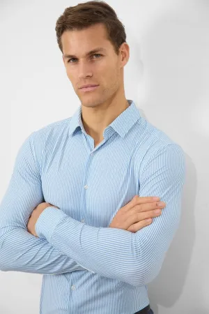Striped Stretch Formal Shirt in Blue