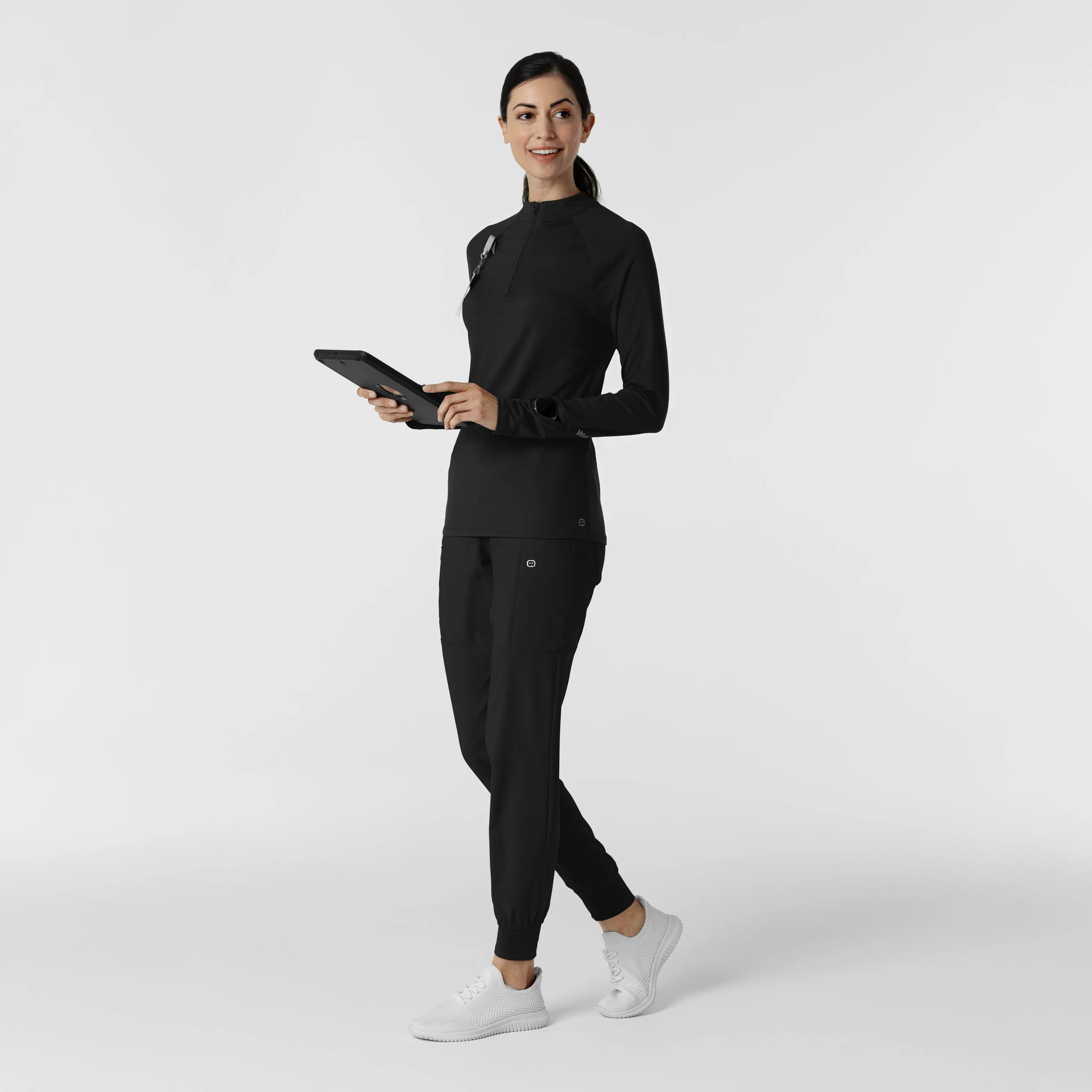 Women's Watch Window Quarter Zip Top - Black