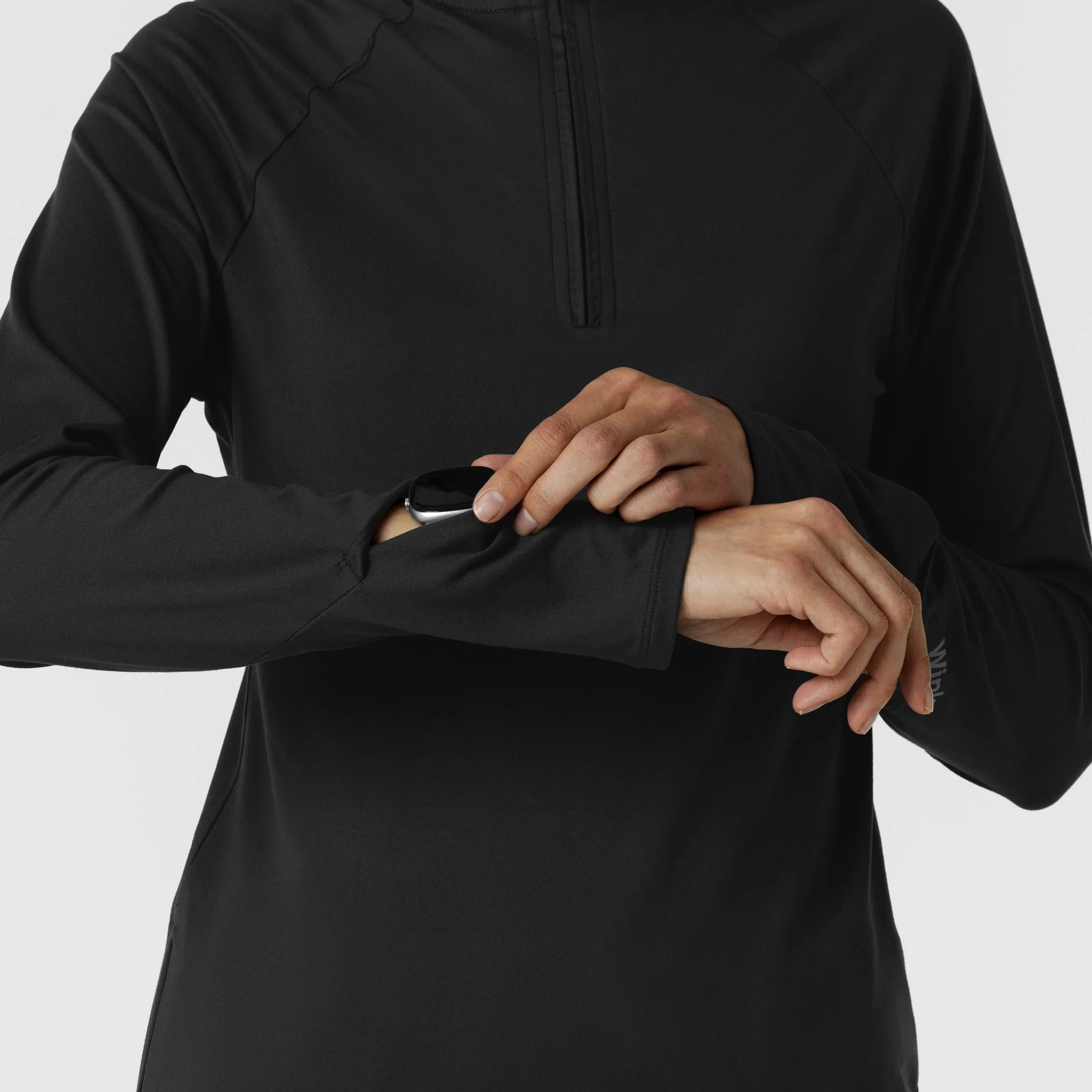 Women's Watch Window Quarter Zip Top - Black