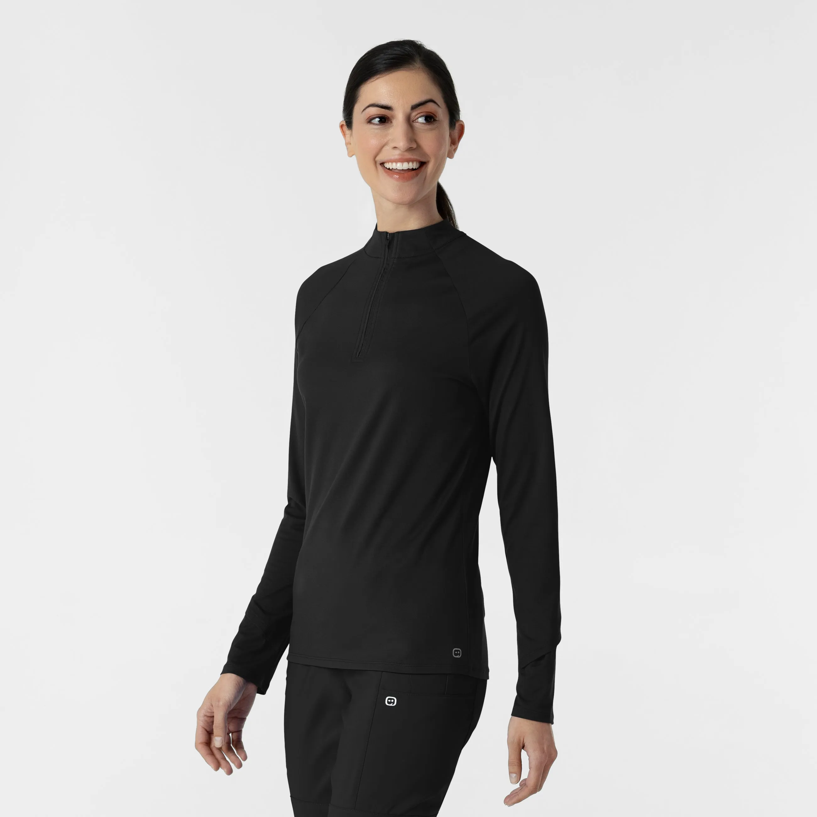 Women's Watch Window Quarter Zip Top - Black
