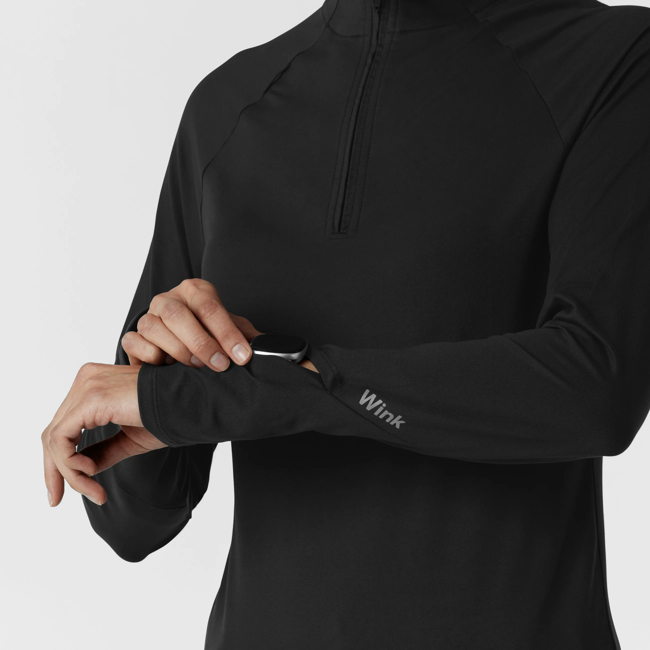 Women's Watch Window Quarter Zip Top - Black