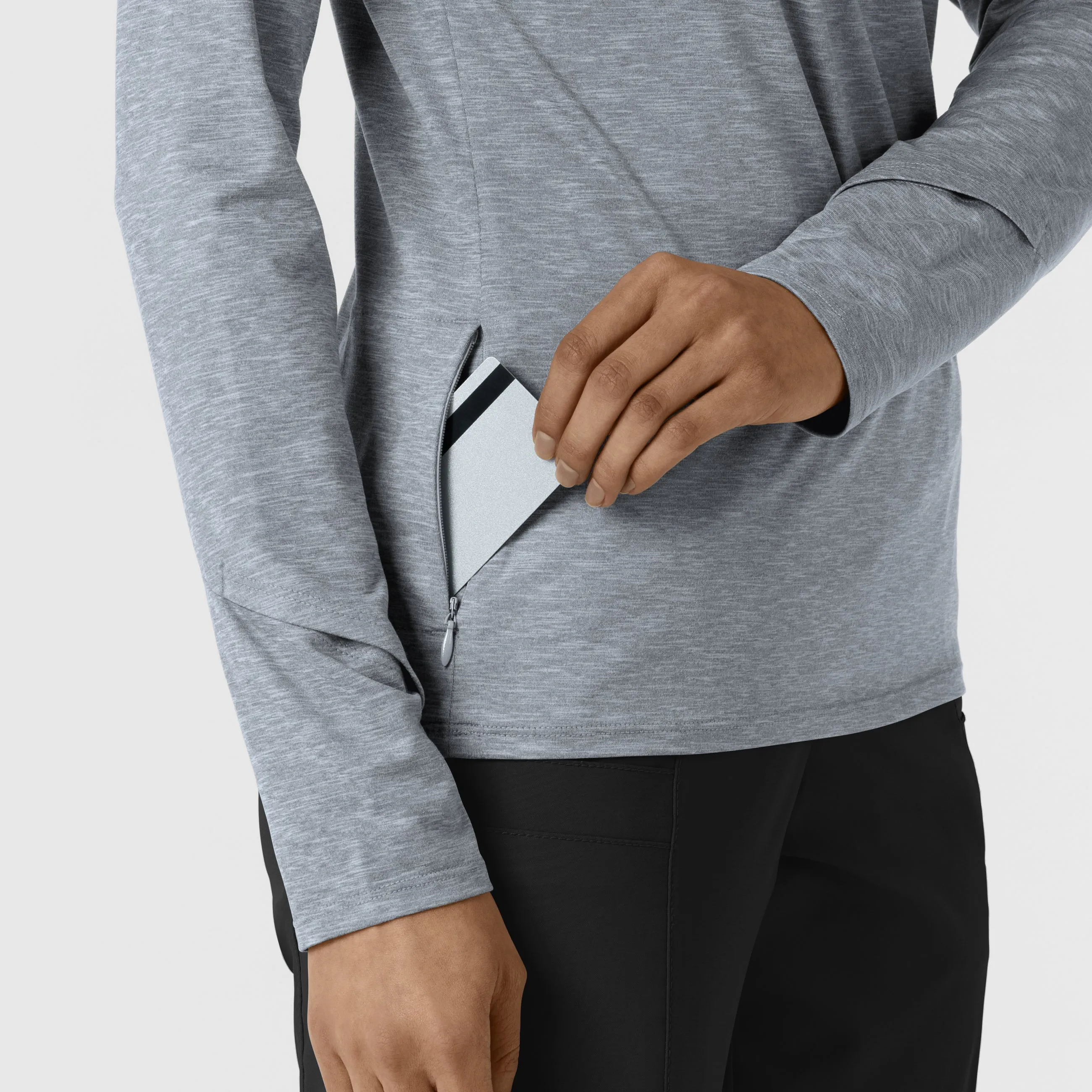 Women's Watch Window Quarter Zip Top - Grey Heather Knit