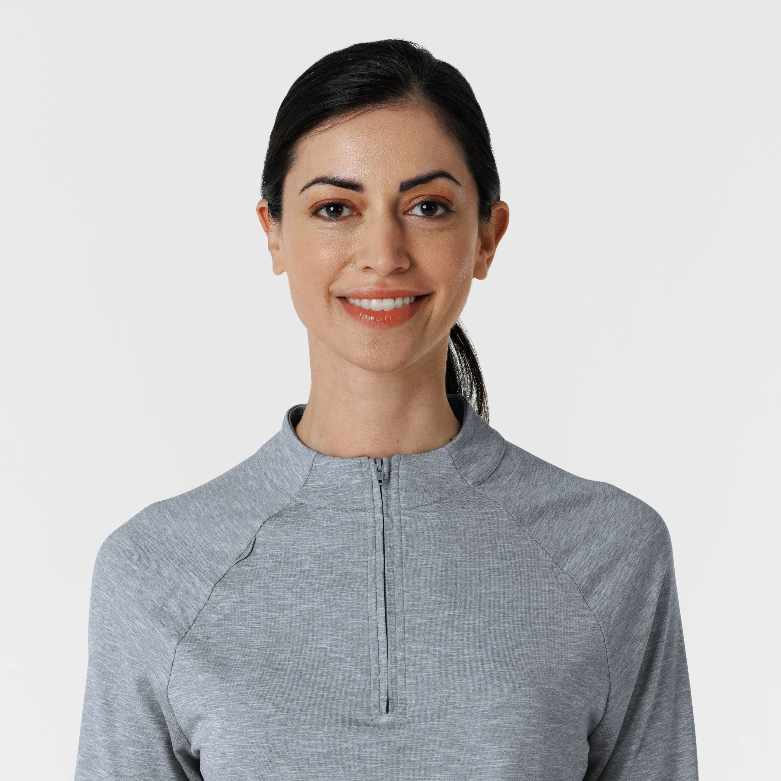 Women's Watch Window Quarter Zip Top - Grey Heather Knit