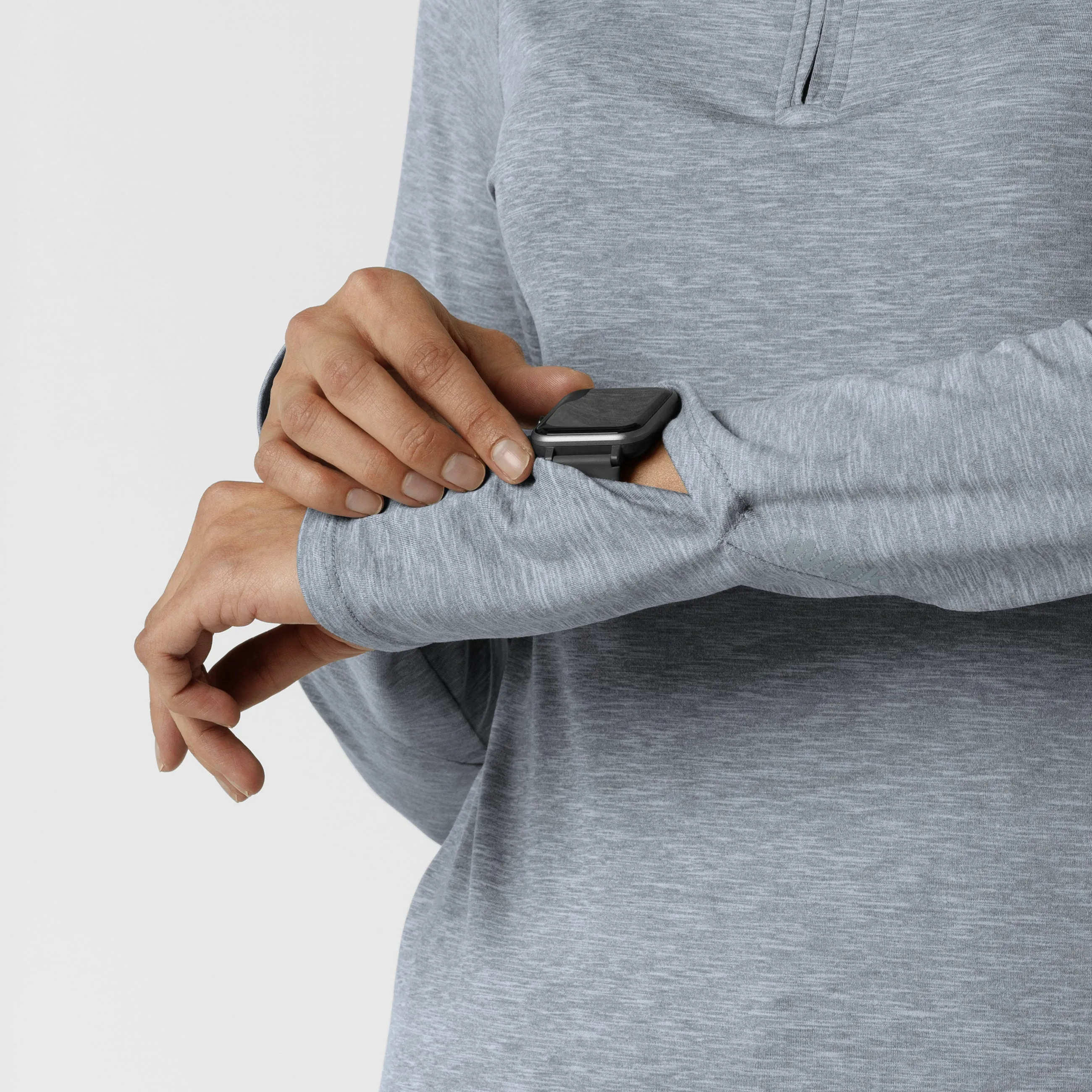Women's Watch Window Quarter Zip Top - Grey Heather Knit