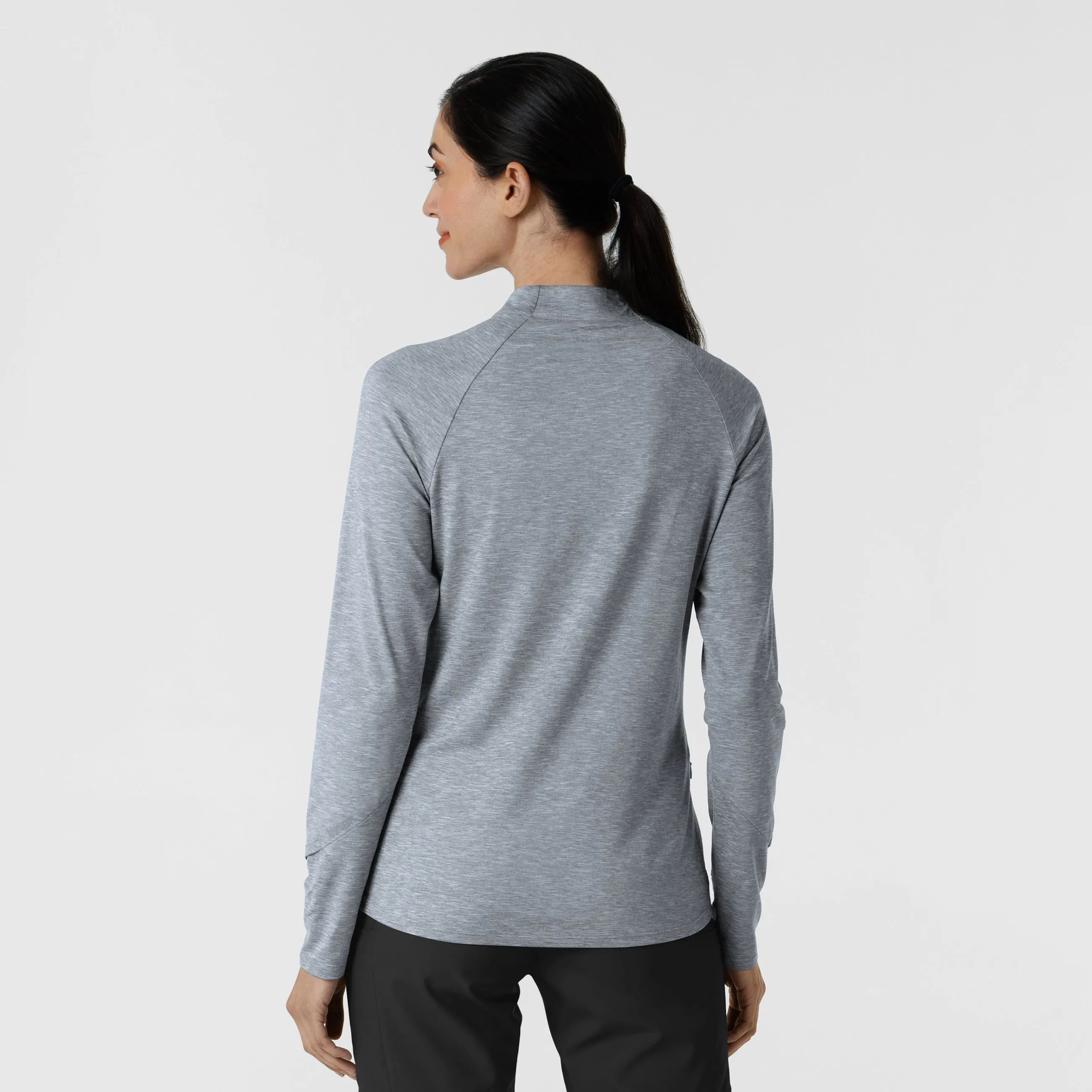 Women's Watch Window Quarter Zip Top - Grey Heather Knit