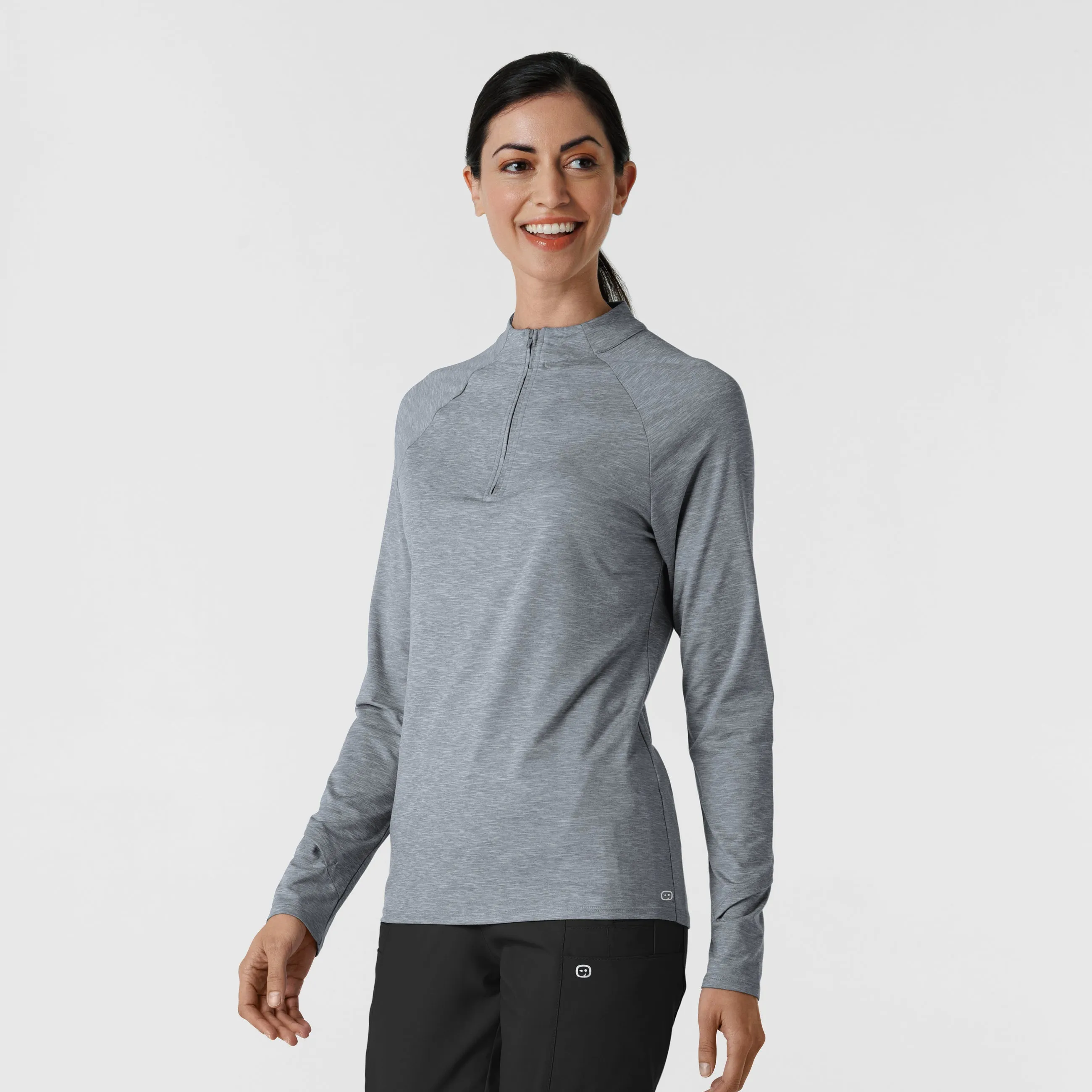 Women's Watch Window Quarter Zip Top - Grey Heather Knit